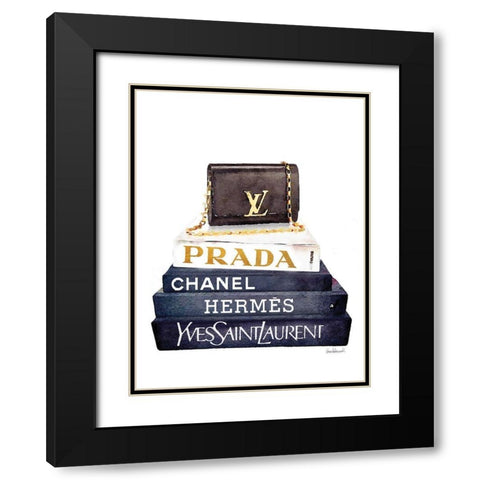 Book Stack Black Clutch Black Modern Wood Framed Art Print with Double Matting by Greenwood, Amanda