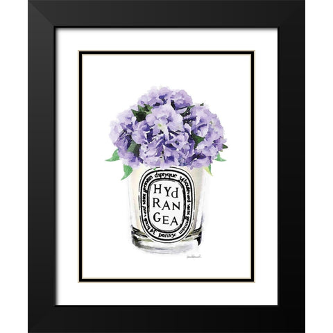 Purple Hydrangea Candle Black Modern Wood Framed Art Print with Double Matting by Greenwood, Amanda