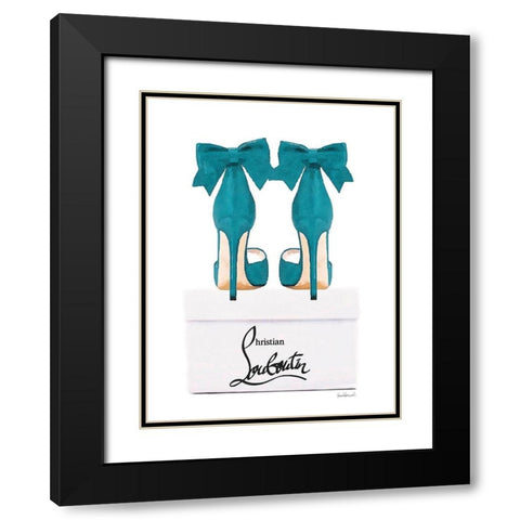 Teal Shoes with Box Black Modern Wood Framed Art Print with Double Matting by Greenwood, Amanda