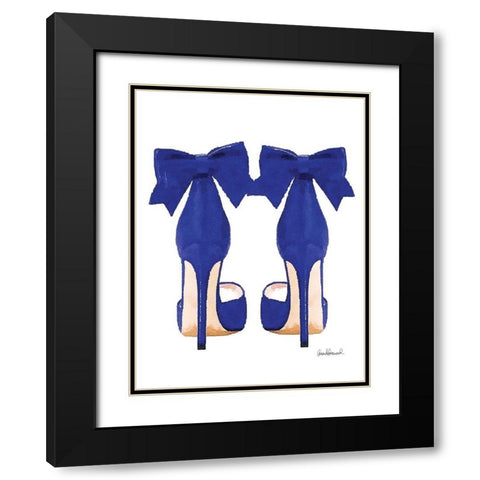 Navy Bow Shoes Black Modern Wood Framed Art Print with Double Matting by Greenwood, Amanda