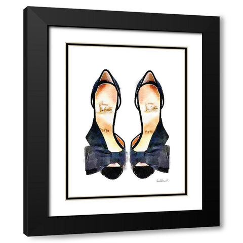 Black Front Bow Shoes Black Modern Wood Framed Art Print with Double Matting by Greenwood, Amanda