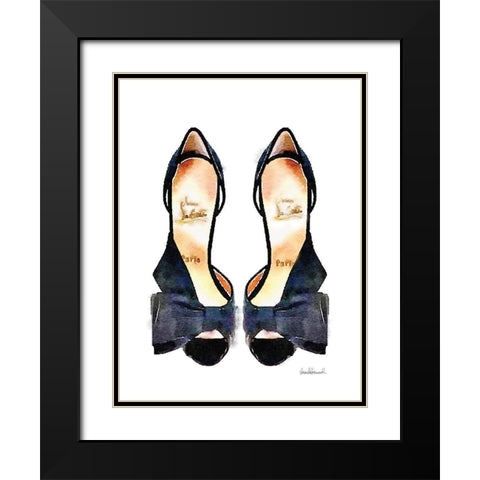 Black Front Bow Shoes Black Modern Wood Framed Art Print with Double Matting by Greenwood, Amanda