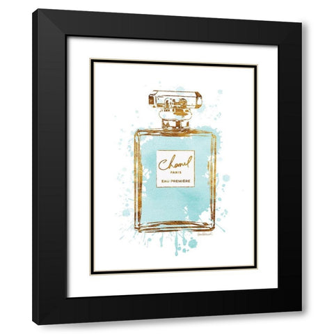 Perfume Bottle Aqua Black Modern Wood Framed Art Print with Double Matting by Greenwood, Amanda