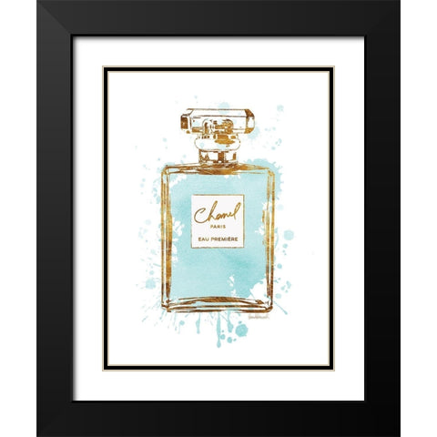 Perfume Bottle Aqua Black Modern Wood Framed Art Print with Double Matting by Greenwood, Amanda