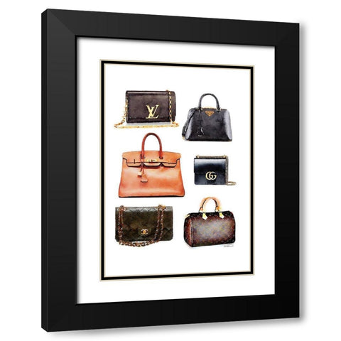 Bag Collection Black Modern Wood Framed Art Print with Double Matting by Greenwood, Amanda