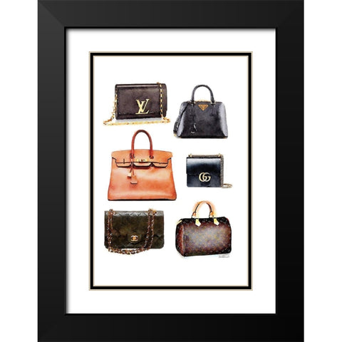 Bag Collection Black Modern Wood Framed Art Print with Double Matting by Greenwood, Amanda