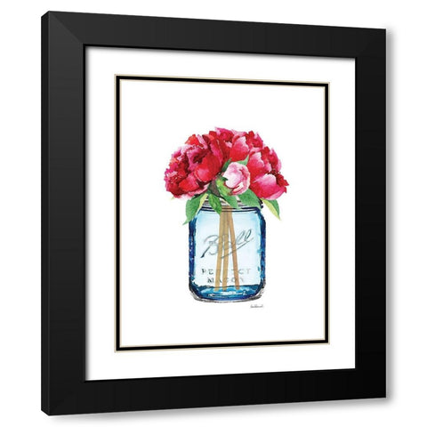 Blue Jar Peony Black Modern Wood Framed Art Print with Double Matting by Greenwood, Amanda