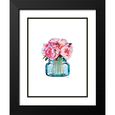 Short Blue Jar Light Peony Black Modern Wood Framed Art Print with Double Matting by Greenwood, Amanda