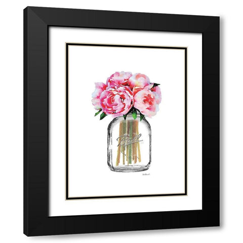 Jar Peony Black Modern Wood Framed Art Print with Double Matting by Greenwood, Amanda