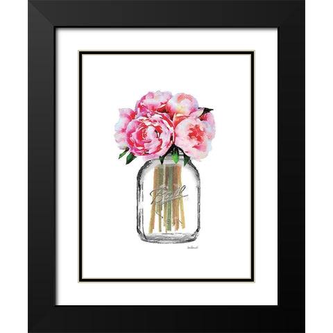Jar Peony Black Modern Wood Framed Art Print with Double Matting by Greenwood, Amanda