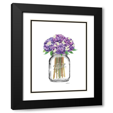 Jar Double Hydrangea Black Modern Wood Framed Art Print with Double Matting by Greenwood, Amanda