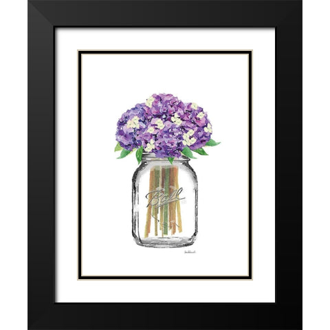 Jar Double Hydrangea Black Modern Wood Framed Art Print with Double Matting by Greenwood, Amanda