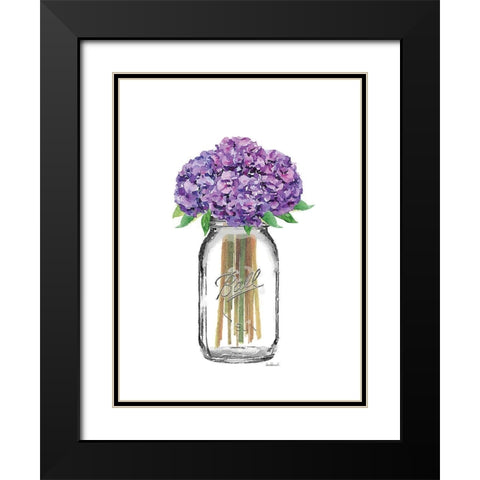 Jar Hydrangea Black Modern Wood Framed Art Print with Double Matting by Greenwood, Amanda