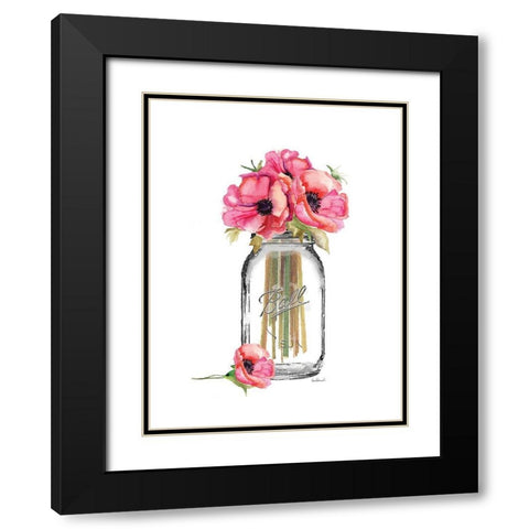 Jar Poppies Black Modern Wood Framed Art Print with Double Matting by Greenwood, Amanda