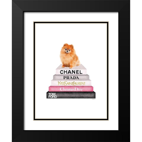 Pomerian Bookstack Black Modern Wood Framed Art Print with Double Matting by Greenwood, Amanda