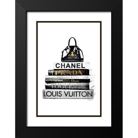 Black Bag Bookstack Black Modern Wood Framed Art Print with Double Matting by Greenwood, Amanda
