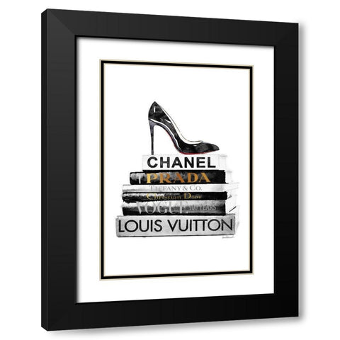Red Sole Bookstack Black Modern Wood Framed Art Print with Double Matting by Greenwood, Amanda