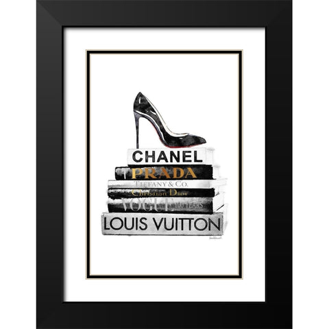 Red Sole Bookstack Black Modern Wood Framed Art Print with Double Matting by Greenwood, Amanda