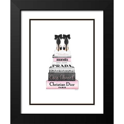 Pink Tall Bookstack Black Modern Wood Framed Art Print with Double Matting by Greenwood, Amanda