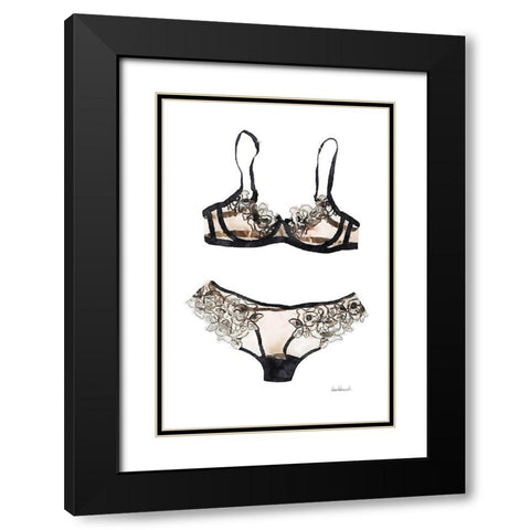 Lingerie V Black Modern Wood Framed Art Print with Double Matting by Greenwood, Amanda