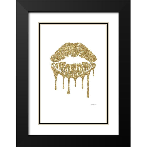 Glitter Lip Gold Black Modern Wood Framed Art Print with Double Matting by Greenwood, Amanda