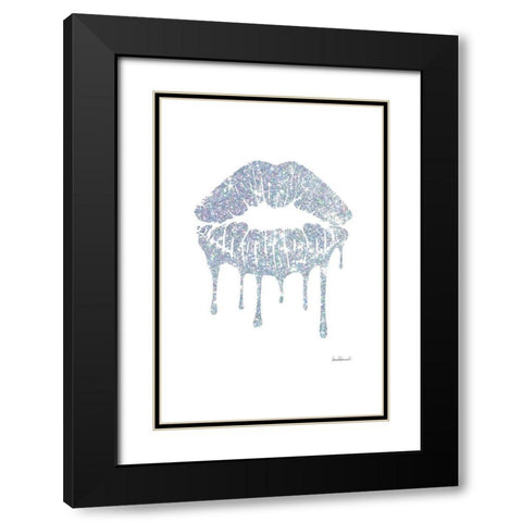 Glitter Lip Silver Black Modern Wood Framed Art Print with Double Matting by Greenwood, Amanda