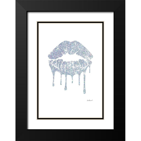 Glitter Lip Silver Black Modern Wood Framed Art Print with Double Matting by Greenwood, Amanda