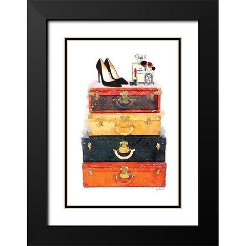 Makeup Luggage Black Modern Wood Framed Art Print with Double Matting by Greenwood, Amanda