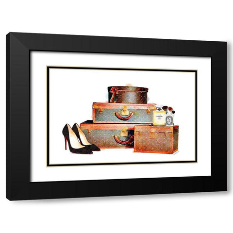 Luggage Collection Black Modern Wood Framed Art Print with Double Matting by Greenwood, Amanda