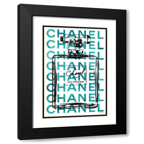 Teal Perfume Black Modern Wood Framed Art Print with Double Matting by Greenwood, Amanda