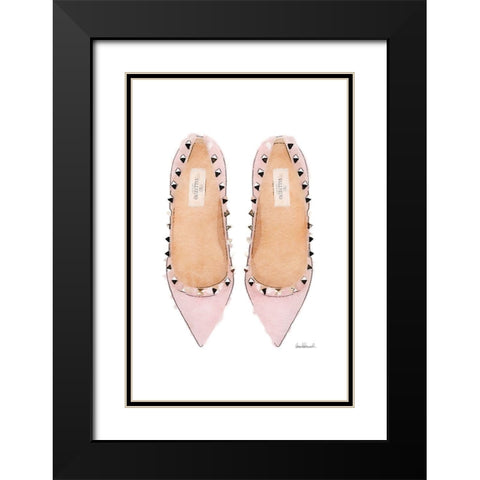 Pink Stud Shoes Black Modern Wood Framed Art Print with Double Matting by Greenwood, Amanda