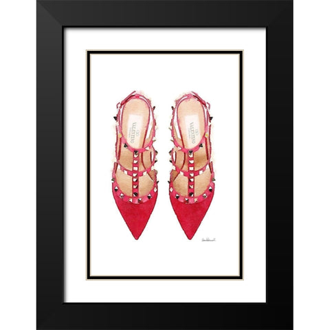 Red Stud Shoes Black Modern Wood Framed Art Print with Double Matting by Greenwood, Amanda