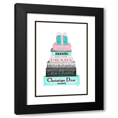 Gift Box Bookstack Black Modern Wood Framed Art Print with Double Matting by Greenwood, Amanda