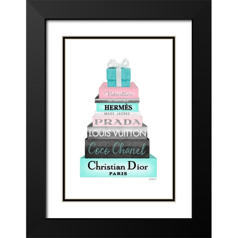 Gift Box Bookstack Black Modern Wood Framed Art Print with Double Matting by Greenwood, Amanda