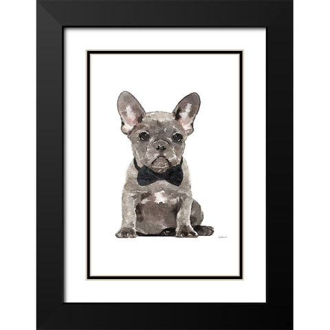 Frenchie IV Black Modern Wood Framed Art Print with Double Matting by Greenwood, Amanda
