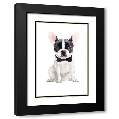 Frenchie V Black Modern Wood Framed Art Print with Double Matting by Greenwood, Amanda