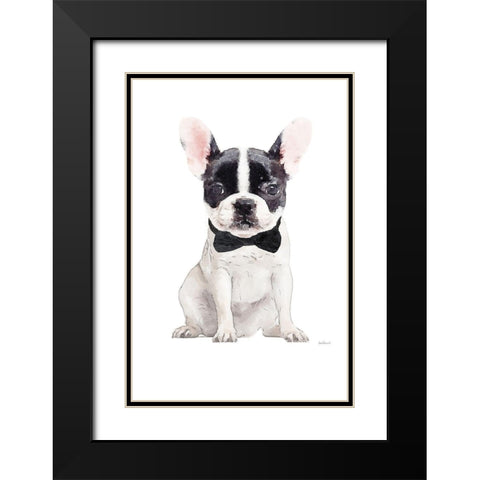 Frenchie V Black Modern Wood Framed Art Print with Double Matting by Greenwood, Amanda