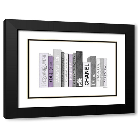 Grey and Purple Books Black Modern Wood Framed Art Print with Double Matting by Greenwood, Amanda