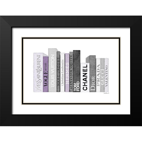 Grey and Purple Books Black Modern Wood Framed Art Print with Double Matting by Greenwood, Amanda