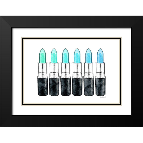 Blues Row Black Modern Wood Framed Art Print with Double Matting by Greenwood, Amanda