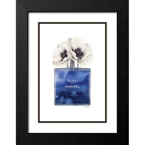 Blue Cologne with Poppy Black Modern Wood Framed Art Print with Double Matting by Greenwood, Amanda