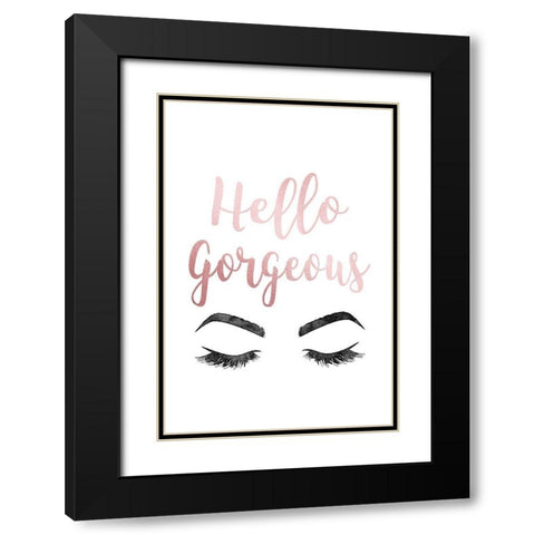 Hello Gorgeous Pink Black Modern Wood Framed Art Print with Double Matting by Greenwood, Amanda