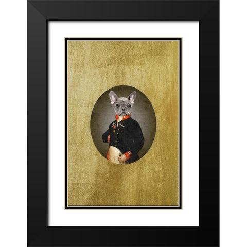 All Dressed up Frenchie Black Modern Wood Framed Art Print with Double Matting by Amanda Greenwood