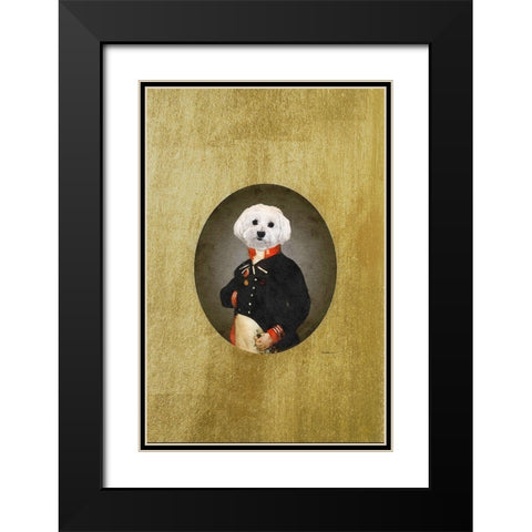 All Dressed up Bichon Frison  Black Modern Wood Framed Art Print with Double Matting by Amanda Greenwood