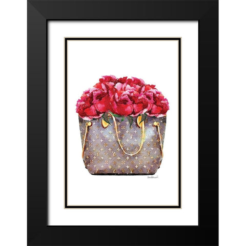 Red Rose Bag Black Modern Wood Framed Art Print with Double Matting by Amanda Greenwood