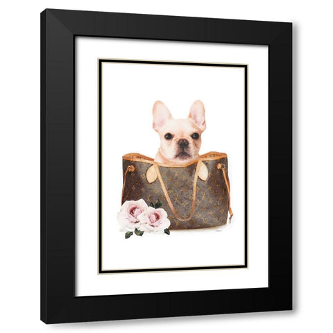 Fashion Bag with Frenchie  Black Modern Wood Framed Art Print with Double Matting by Amanda Greenwood