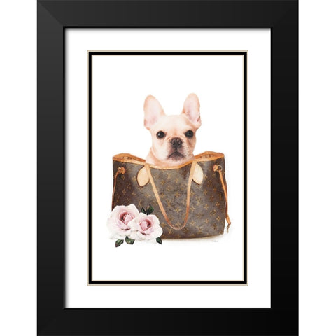 Fashion Bag with Frenchie  Black Modern Wood Framed Art Print with Double Matting by Amanda Greenwood