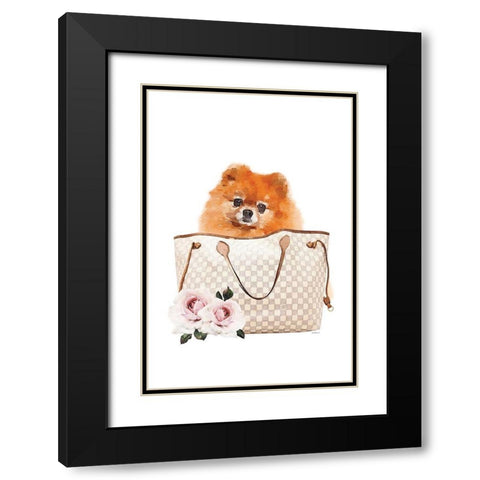 Fashion Bag with Pomeranion Black Modern Wood Framed Art Print with Double Matting by Amanda Greenwood