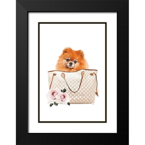 Fashion Bag with Pomeranion Black Modern Wood Framed Art Print with Double Matting by Amanda Greenwood