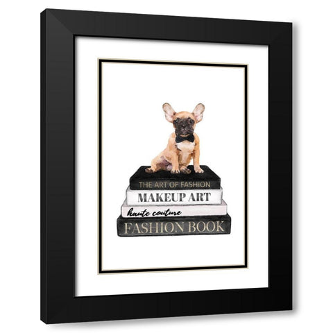 Bookstack Frenchie II Black Modern Wood Framed Art Print with Double Matting by Amanda Greenwood